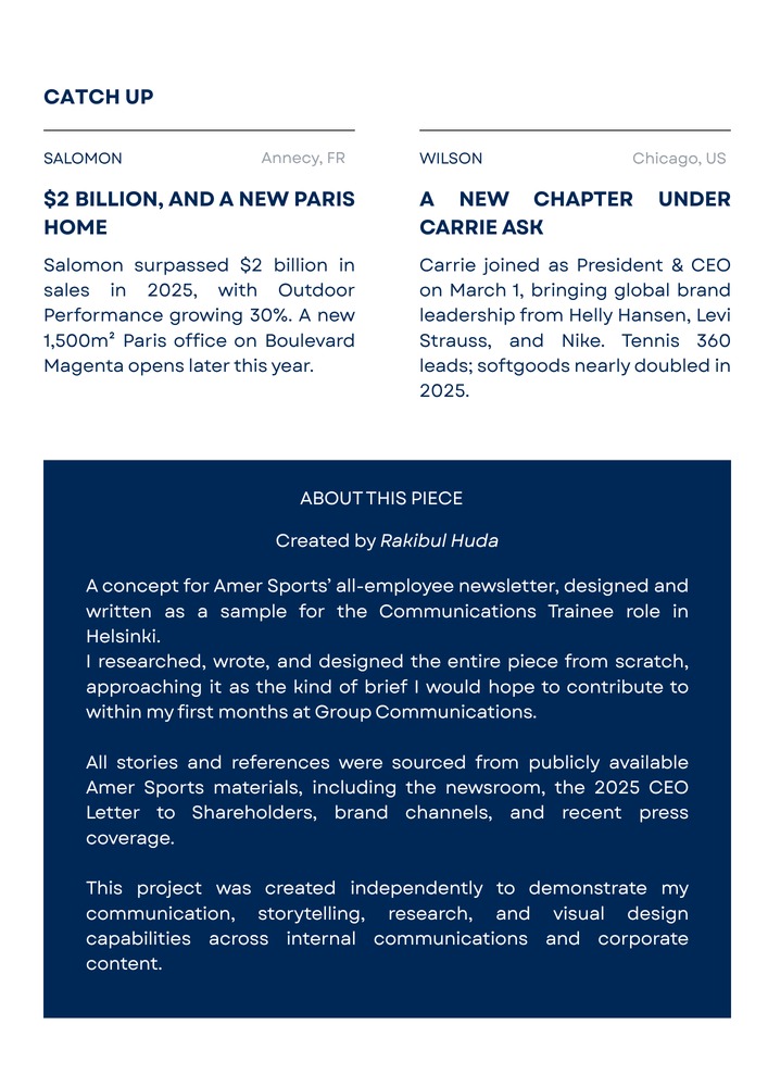 Newsletter catch-up page and a note explaining the independent application concept