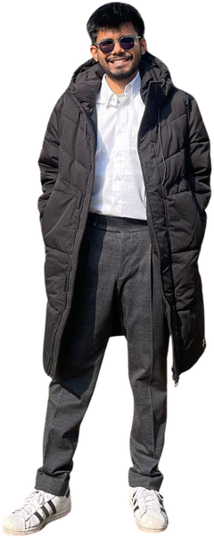 Rakibul Huda wearing a dark coat and sunglasses